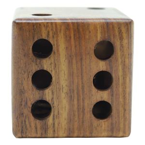 BROWN Mittimate Wooden Dice Pen Holder, Size : 6.35 × 6.35 Cm