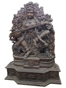 Wooden Saraswati Statue