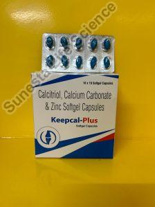 Calcium Carbonsate 500mg , Calcitriol25mcv, Zinc 7.5mg  Keepcal-Plus Softgel Capsules