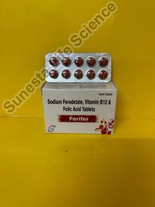 Sodium feredetate 231mg , Cyanocobal min 1.5 mg & folic acid 1.5 mg tablets