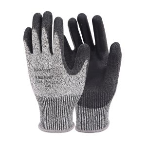 HPPE Liner with Black PU Coating Gloves