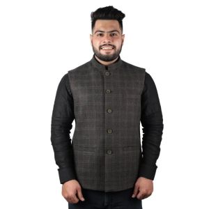 Woolen Tweed Fabrics Nehru Jacket