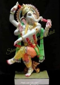 Multicolor Marble Standing Ganesh Statue