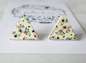 Wooden triangle stud earrings