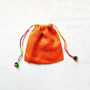 Orange Jute Drawstring bags