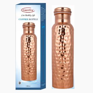 CopperKing Hammered Design Copper Bottle For Water 1Ltr