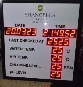 Hotel swimming pool temperature pH level chlorine Display Board