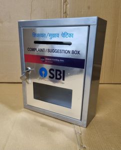 SBI'S Metal Complaint Suggestion Box Chrome Silver