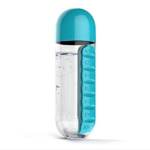 Multicolor Optional of 7 Days Pill Tablet Medicine Organizer Water Drink Bottle Holder Box 600ml