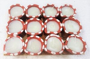 ECD - 11	ONE FACE SMALL COLORED DOTTED DIYA      12 PCS