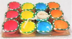 ECD - 9	ONE FACE SMALL COLORED DOTTED DIYA                                                         1