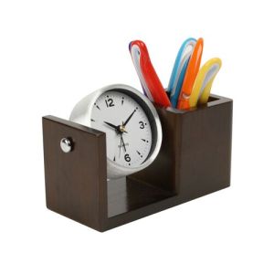 Table Clock With Pen Holder