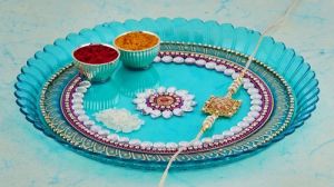 Acrylic Meenari Firozi Pooja Thali