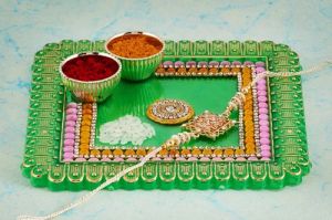 Acrylic Meenari Green Pooja Thali