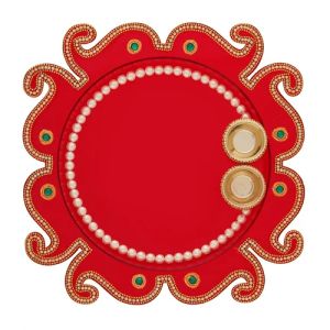 Acrylic Meenari Red Pooja Thali