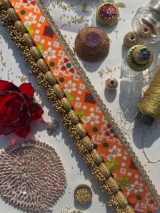frozen orange patola og inflorescence divine pichwai single bead toran