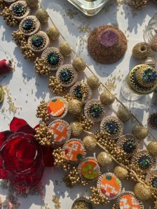 the ready to glam golden yellow navratna patola mor bani glass lumba toran