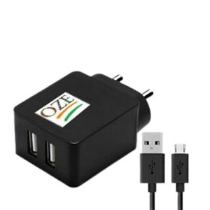 OZE 1.2 amp Dual USB Fast Wall Charger (Black)
