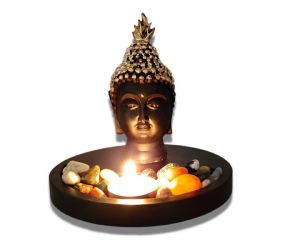 Buddha Face with Tea Light Candle