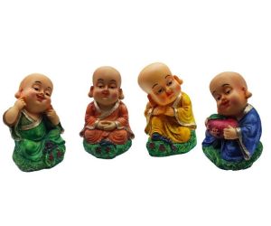 Cute Smiling Monk Set of 4
