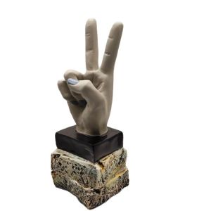 Grey Victory Sign Statue