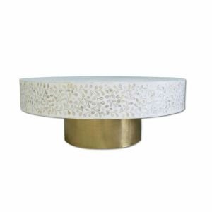 Luxurious White Mother Of Pearl Inlay Coffee Table From Tradnary