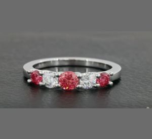 Pink and white Lab Grown Diamond Ring