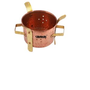 Sahi Hai brass handle round copper hammered sigri angeethi