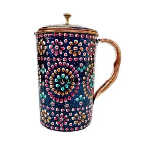 Sahi Hai PURE COPPER JUG HAND PAINTING DECORATED