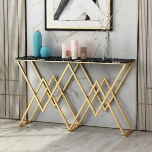 Rectangular Stainless Steel Console Table, Color : Gold