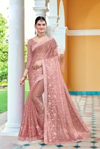 Women Burberry Chiffon Saree -1