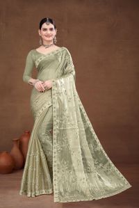 Women Burberry Chiffon Saree