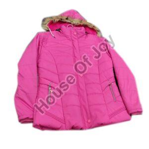 Ladies Pink Fur Hooded Jacket
