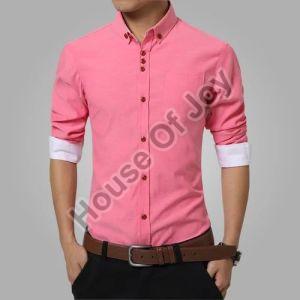 Mens Pink Cotton Formal Shirt