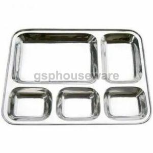 Rectangluar Stainless Steel 4 Compartment Plate