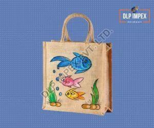 Fish Hand Painted Jute Bag
