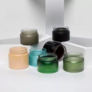 Color Coated Cream Glass Jar