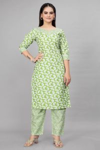 Ladies A Line Printed Kurti Pant Set