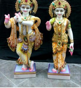 radha krishna crystal statues