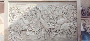 Pink Sandstone Carving Wall Panel
