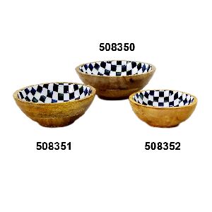 wooden fruit bowl small set of 3