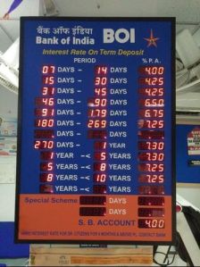 Bank of India Electronic interest rate board