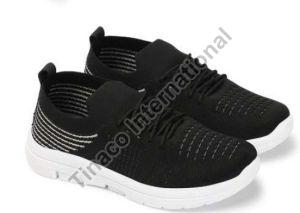 Womens Black Lace Up Sports Shoes