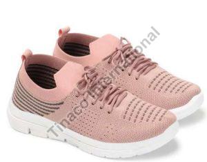 Womens Peach Lace Up Sports Shoes