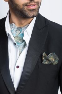 Men's Ash and Sky Silk Scarf and Pocket Square Set