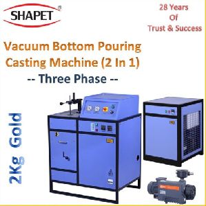 2kg Gold 2 in 1 Three Phase Vacuum Bottom Pouring Casting Machine