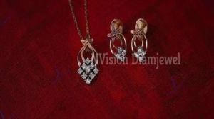 Yellow Real Diamond Small Pendant Set