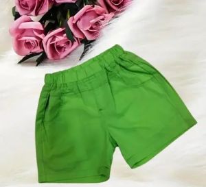 Plain Cotton Girls Shorts, Color : Green