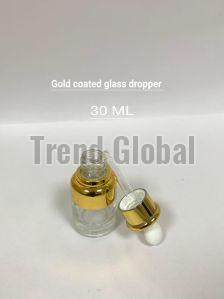 Golden Paint Coated Glass Dropper Bottle