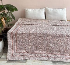 Brown Hand Stitched Kantha Quilt